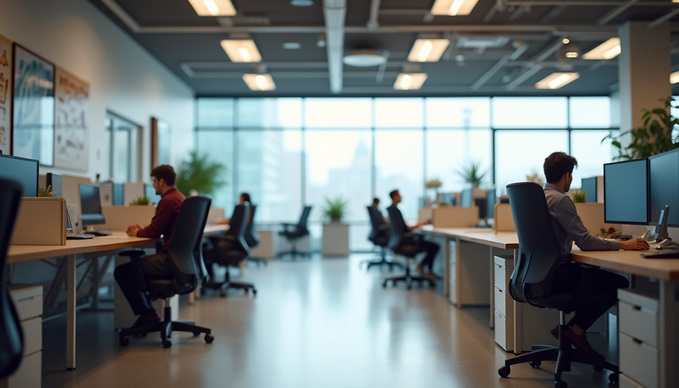 ai photo of office space with people working at cublcles