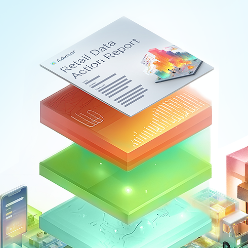 Colorful 3d illustration of an extruded Retail Data Action Report