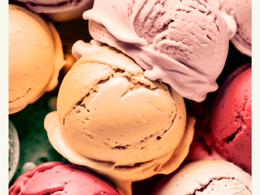 brightly colored green, pink and orange ice cream scoops