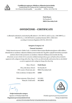 certifkát pre prácu s plynmi