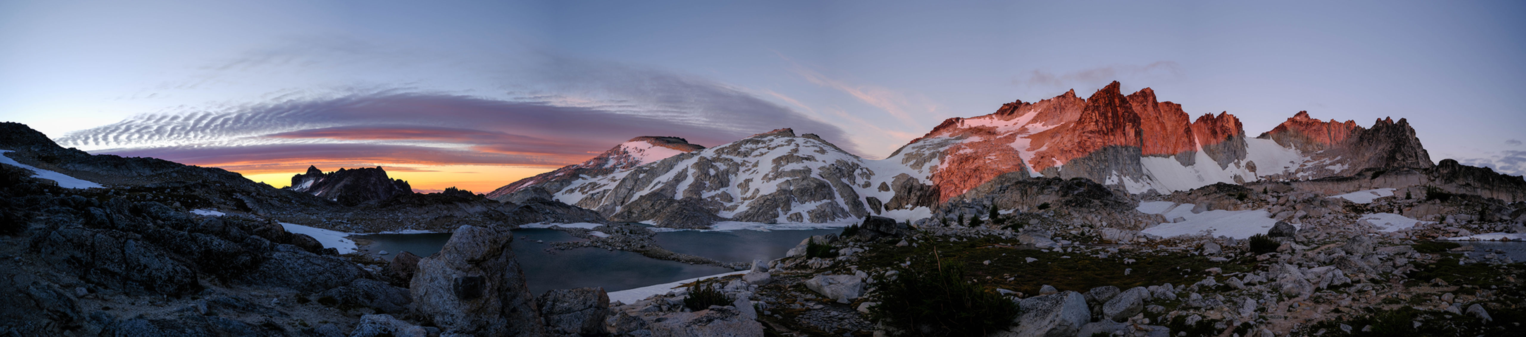 Sunrise on the Upper Enchantments Wide Pano