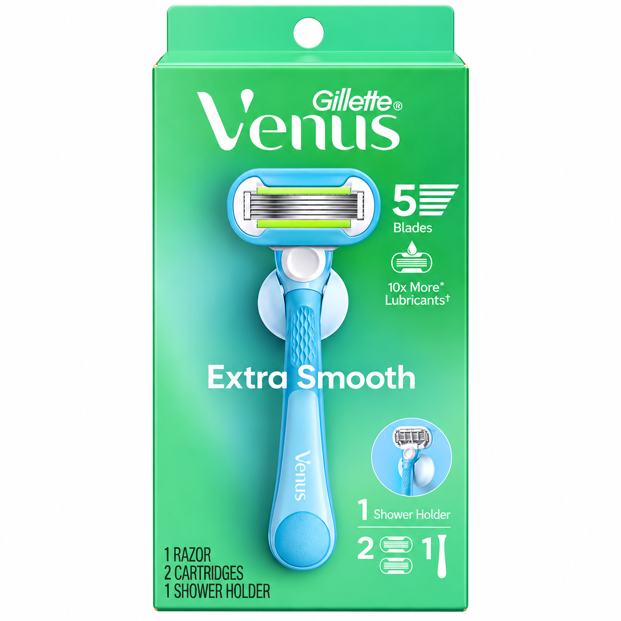 Gillette Venus Extra Smooth Razor Set – 5 Blade Razor + 2 Cartridges & Holder