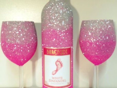 Sparkling wine bottle and goblets