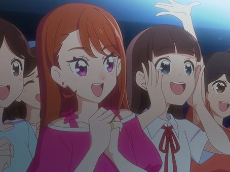 Standing with a happy crowd