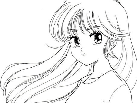 Anime girl outline