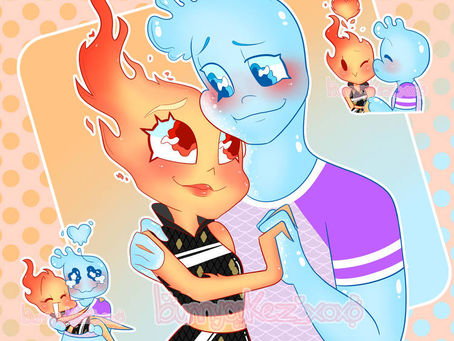 Kawaii style Wade x Ember sketches