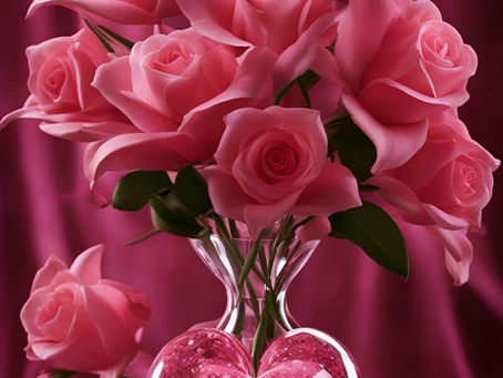 Roses in a heart vase (1/3/24)
