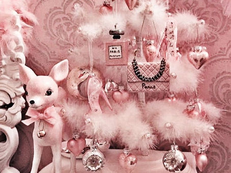 Feathery Christmas tree with fawn