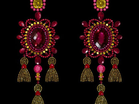 Raspberry and gold earrings Dazzly