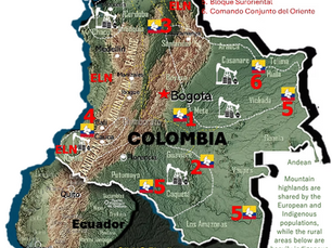 Topography of Colombia & Ecuador: Andes Mountains rise  up from the vast Amazon Jungle Basin
