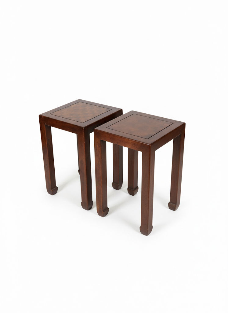 Pair of Mahogany Chinese End Tables