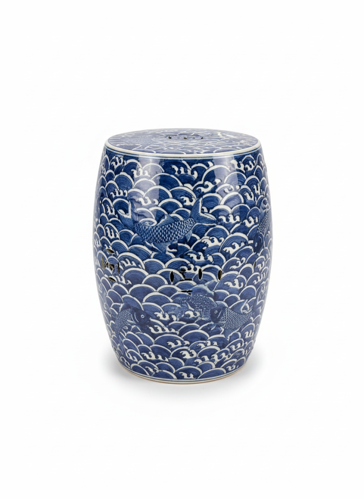 Blue and White Porcelain Garden Stool