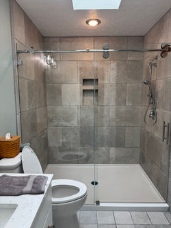 Custom Porcelain Shower over Acrylic Pan