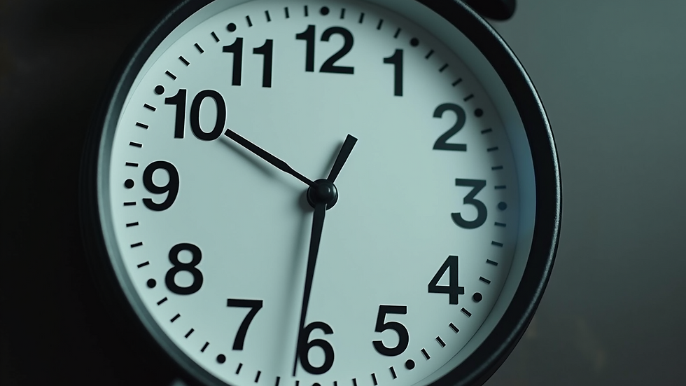 Close-up view of a clock showing repeating numbers