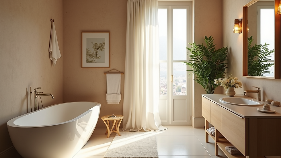 High angle view of a serene bathroom inviting relaxation