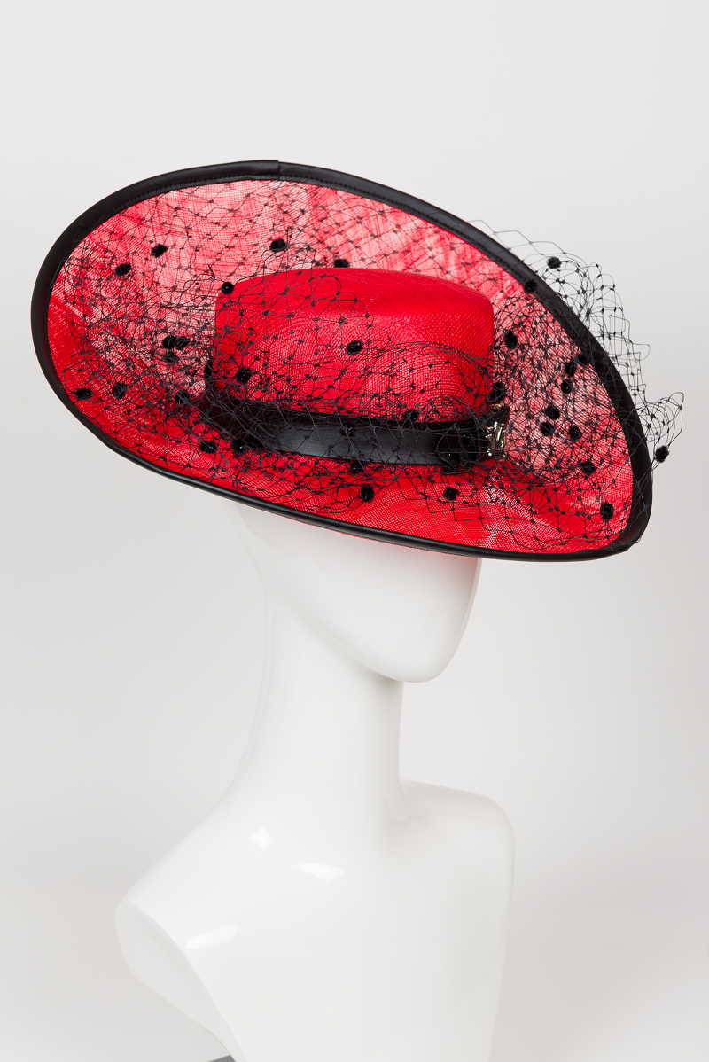 Thumbnail: Señorita - Red Sinamay Leather Hat