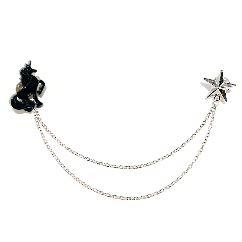 Thumbnail: Unicorn Star Collar Tips - Black and Silver 