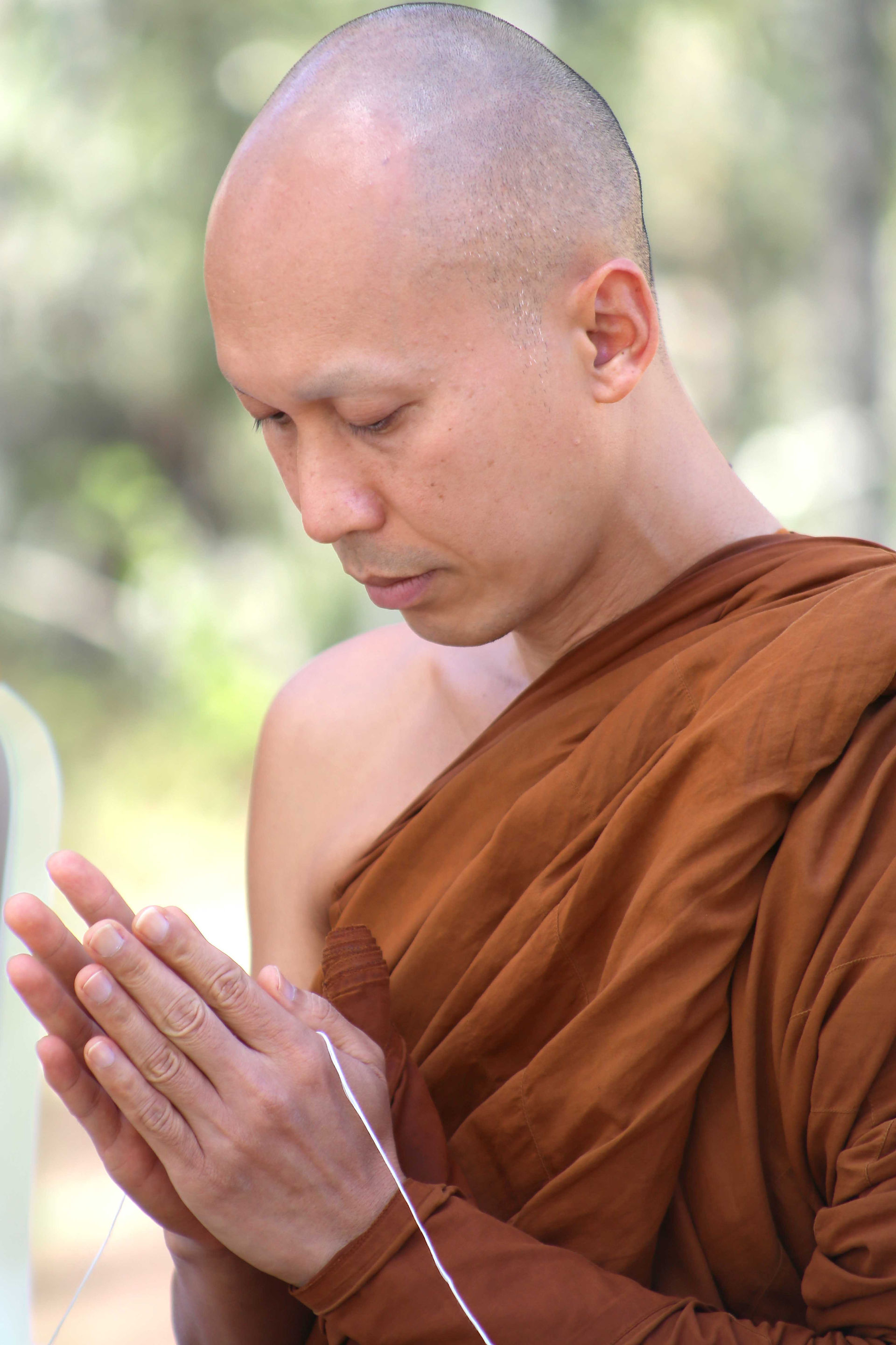Buddhist Monks with Paritta String Dhammagiri Monastery
