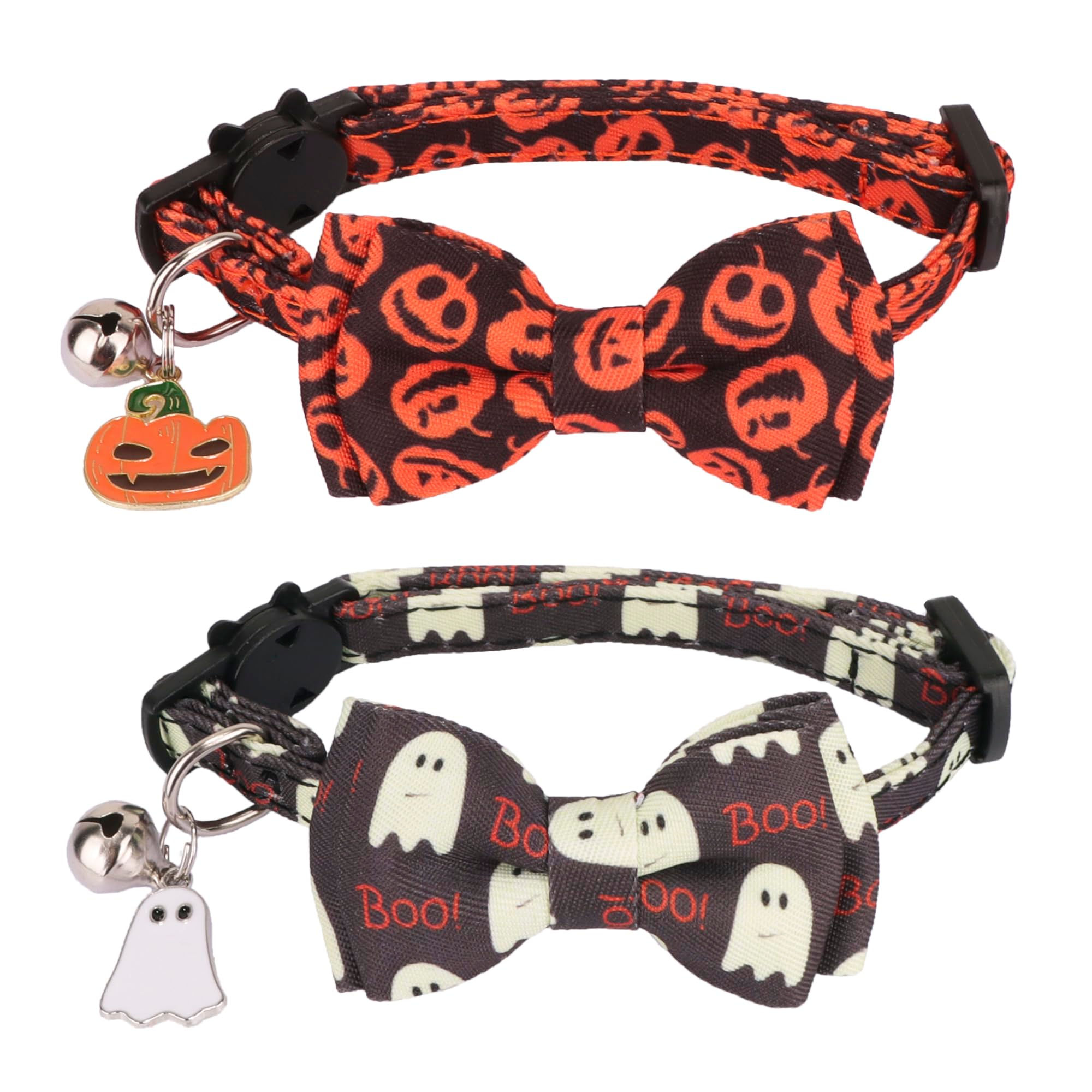 ADOGGYGO Halloween Cat Collar with Bowtie Bell 2 Pack Halloween Kitten Collar wi