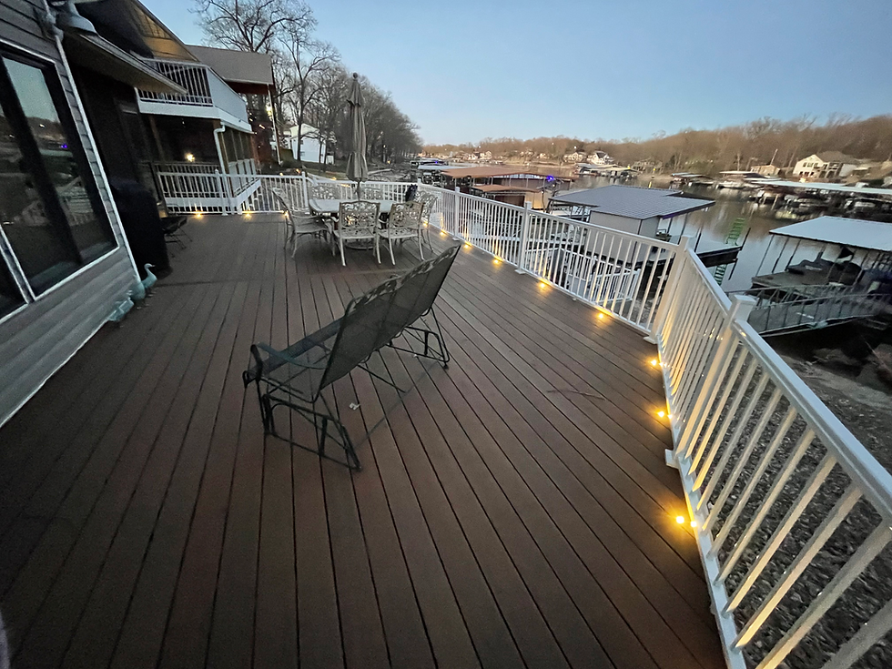 Lighting on a lakefront deck