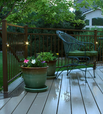 LED accent lights creating a warm deck atmosphere