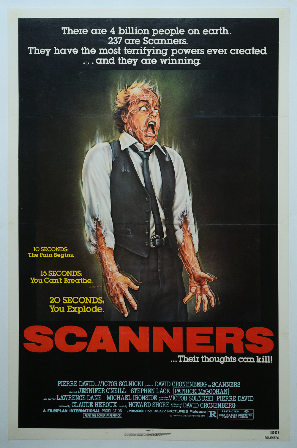 Scanners cult classic 1981 Cronenberg film poster