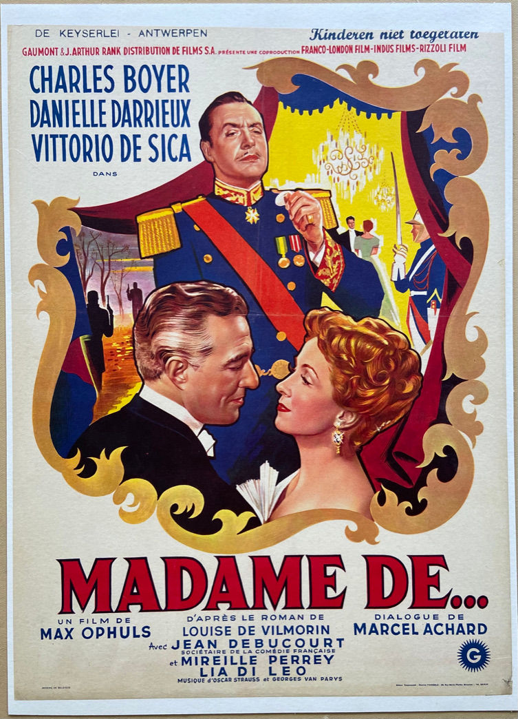 Madame De...original 1953 Belgian movie poster