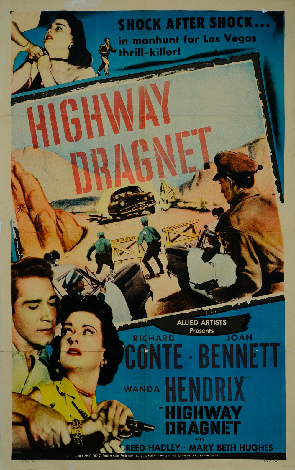Highway Dragnet original 1954 film noir movie poster