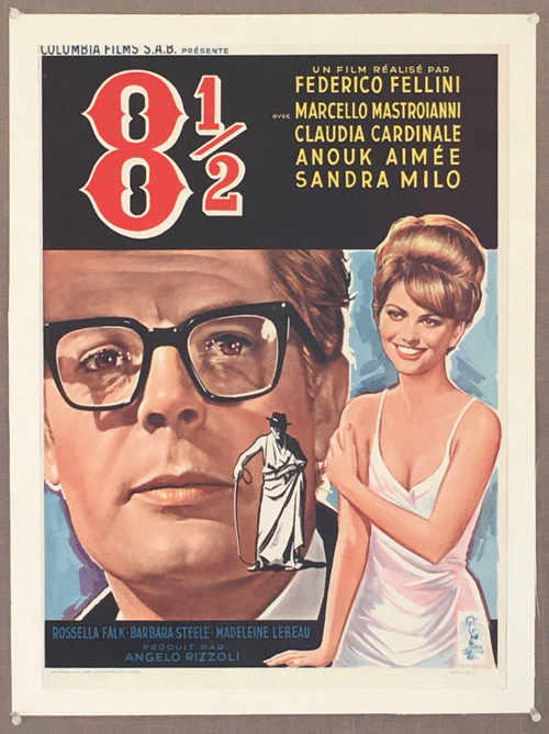 8 1/2 Federico Fellini 1963 classic original, vintage Belgian film poster