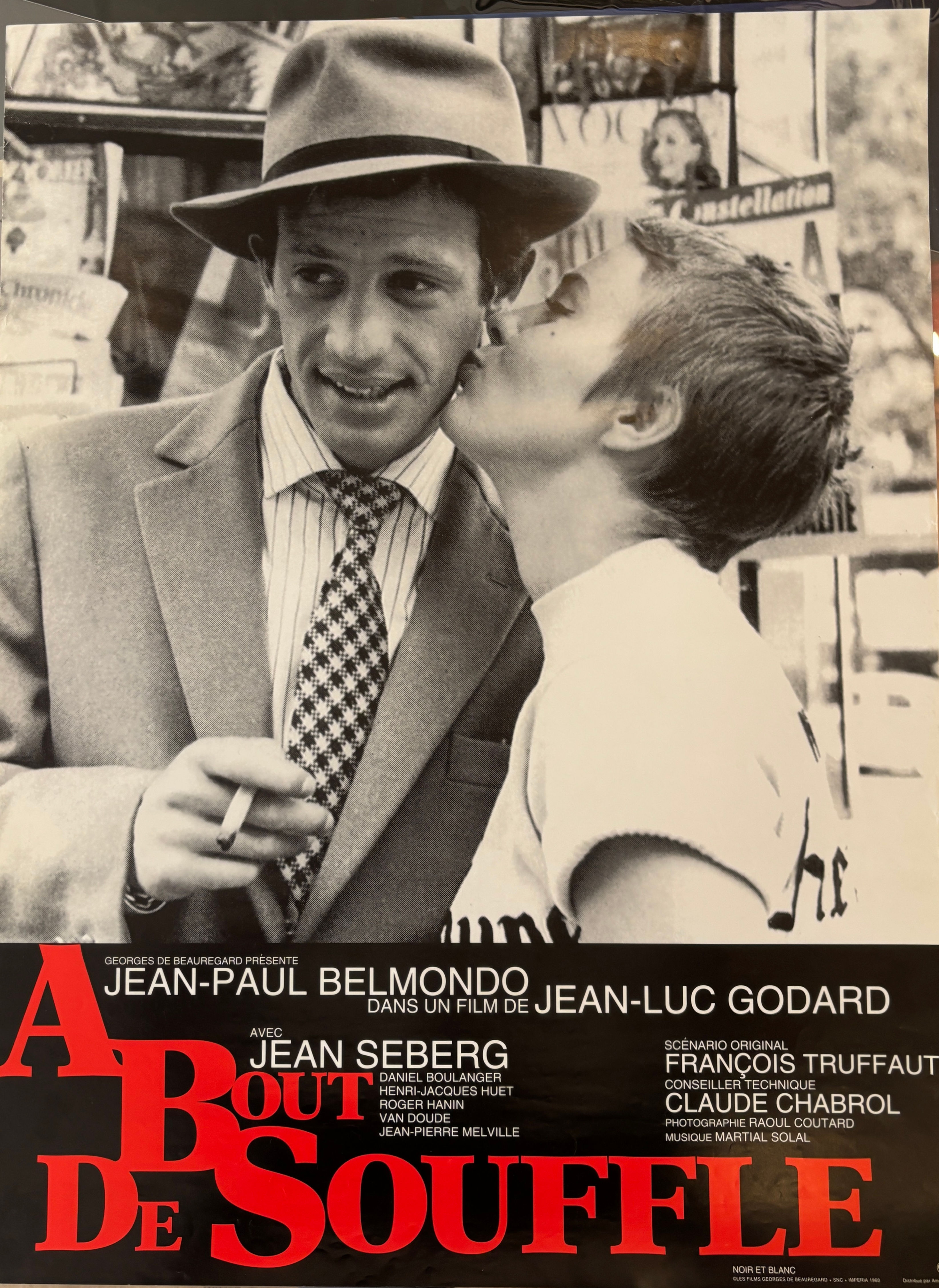 Jean-Luc Godard’s Breathless (A bout de souffle) original movie poster Jean Seberg Jean-Paul Belmondo