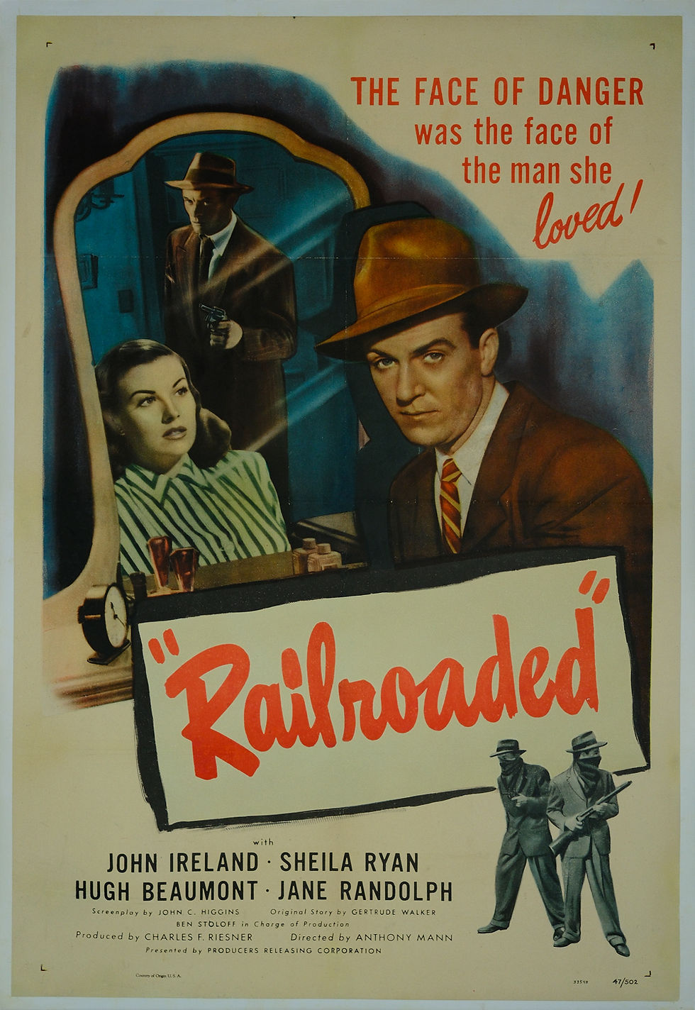Railroaded rare original 1947 film noir movie poster