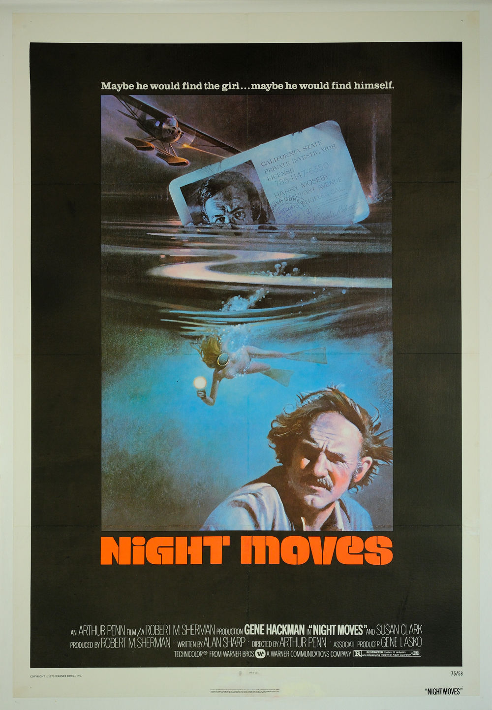 Night Moves 1975 Gene Hackman classic film poster