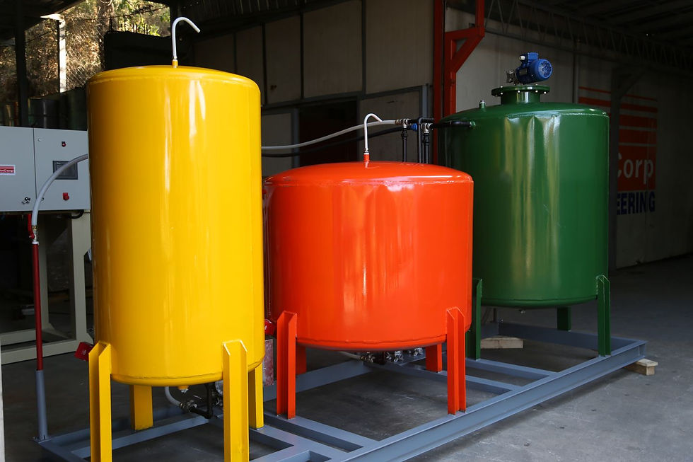 Chemical storage tanks supporting the DBF-120 Discontinuous Block Foaming process for the foaming industry—ideal for kitchen, bath, bedding, and sponge manufacturing equipment.
