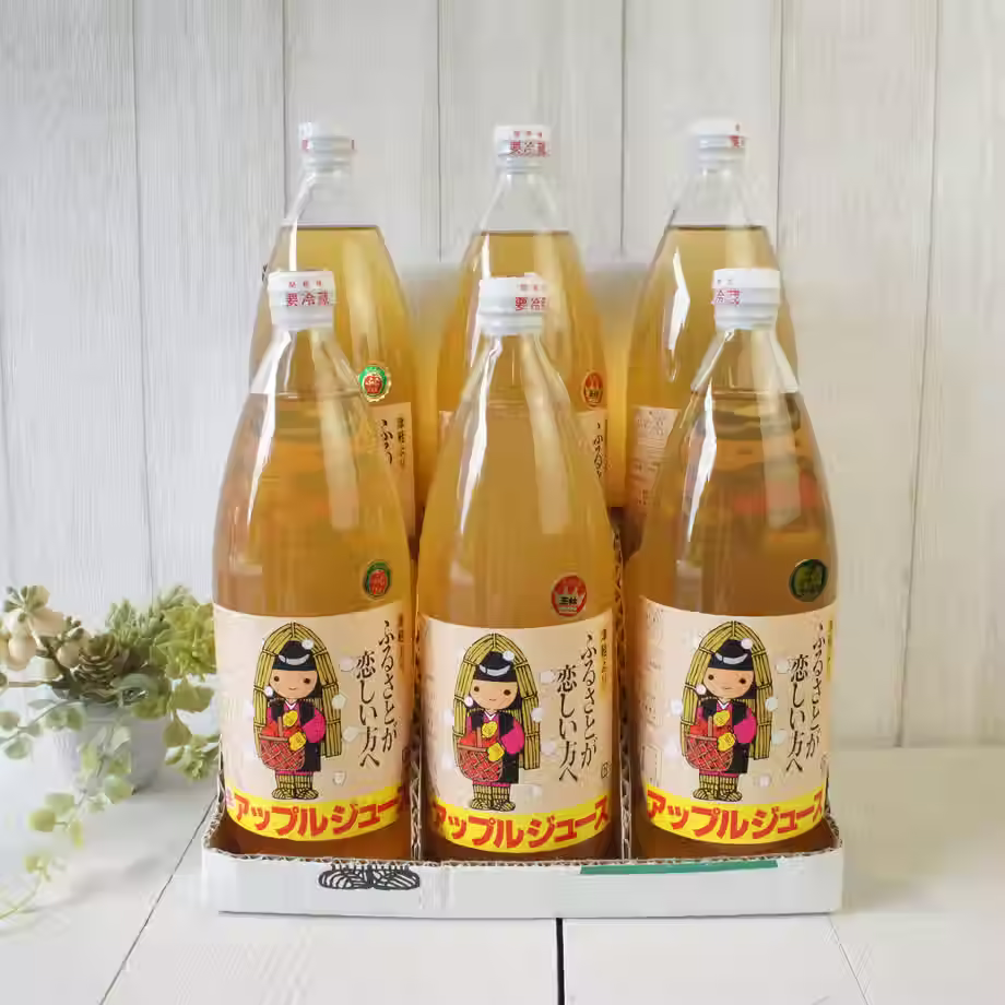 無添加ストレートりんごジュース１リットル　6本入