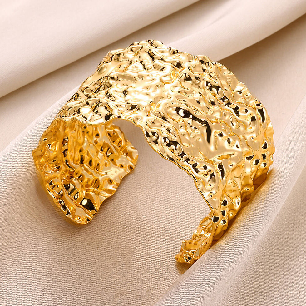 Thumbnail: Stainless Steel Wide Bangles for Women Luxury Gold Color Chunky Flower Cuff Bang