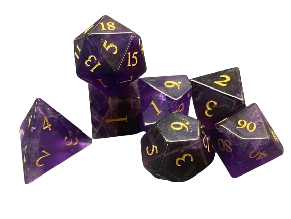 7-Piece Dice Set: Amethyst Gemstone