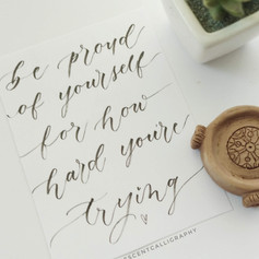 Calligraphy quote postcard