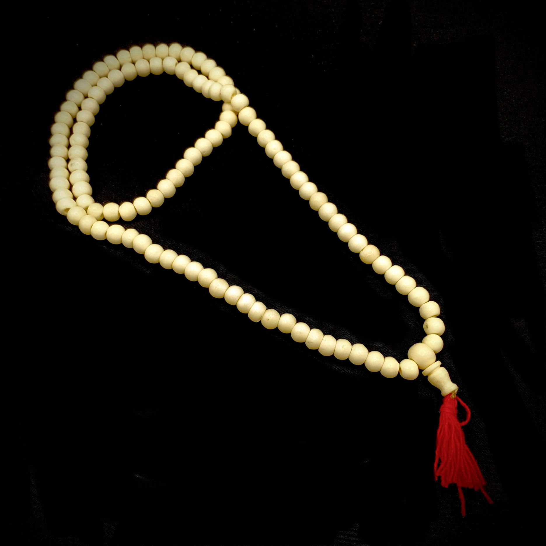 Japamala de hueso de yak blanco liso