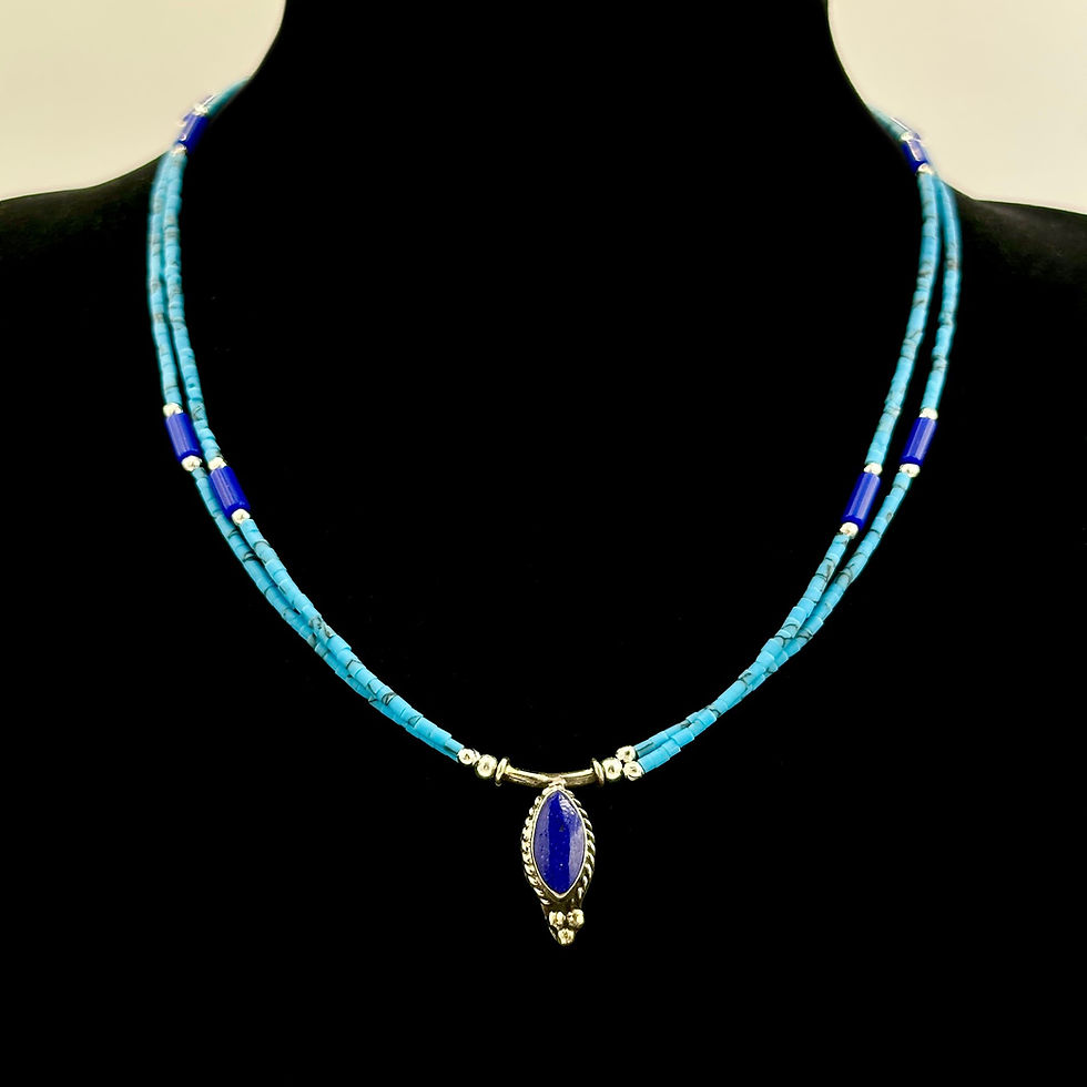 Miniatura: Collar alpaca piedra doble