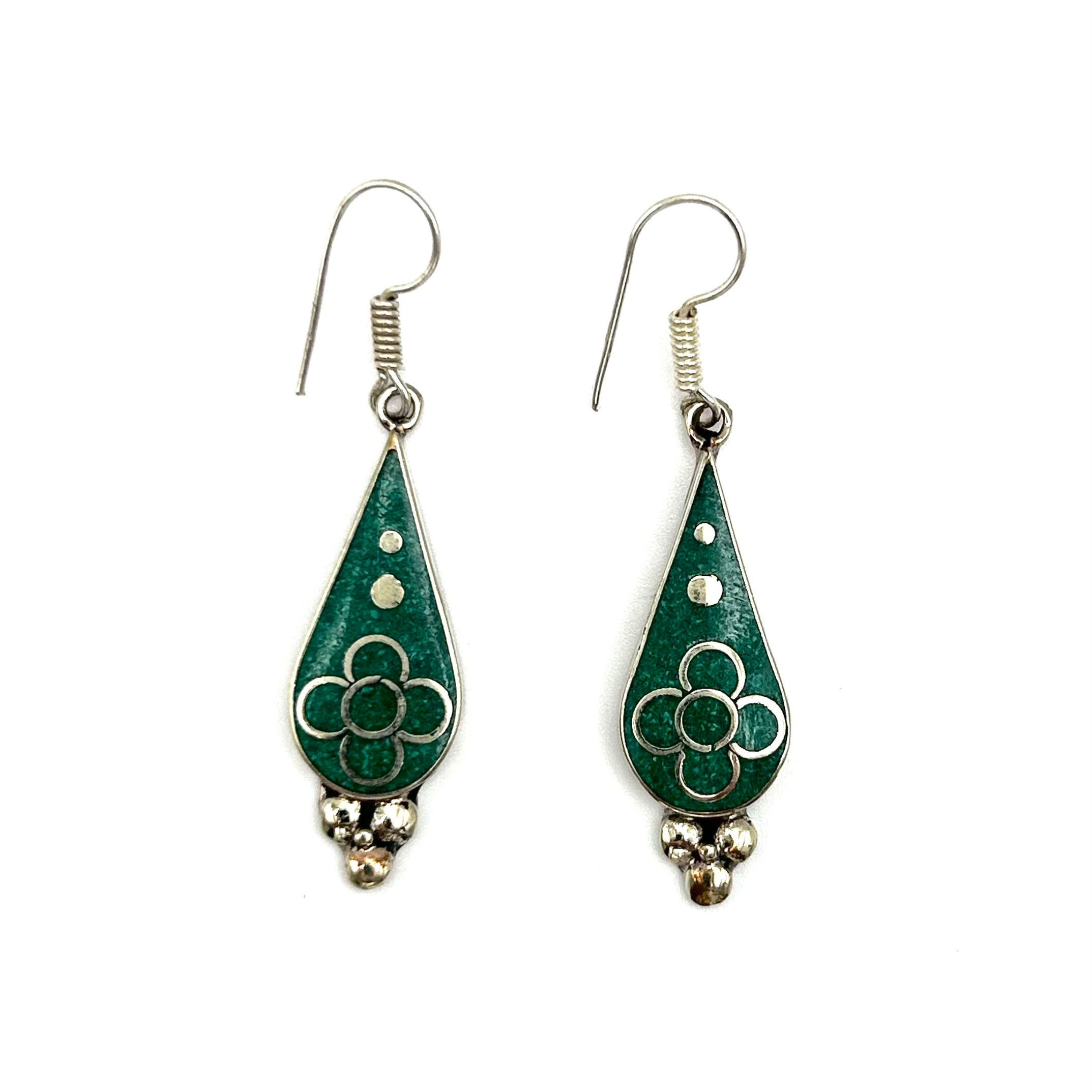 Pendientes alpaca y piedra Nepal 059