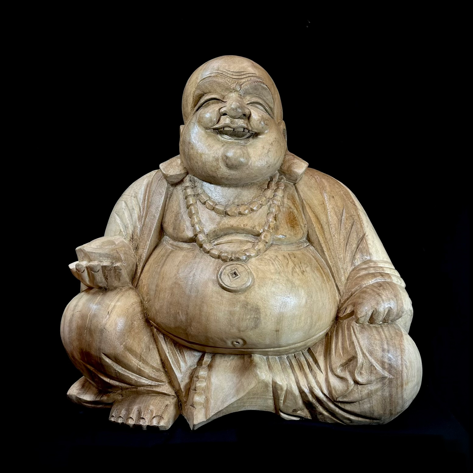 Buda feliz de madera extra grande 