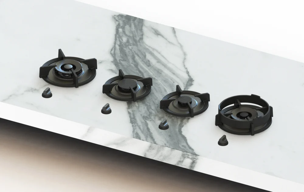 Gas Hob - PITT - Danau - 4 Gas Burners -Black/Cast Iron