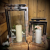 2x Mixed Height Silver Lanterns