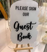 White Painted Back Acrylic - Black Vinyl Guest Book Sign