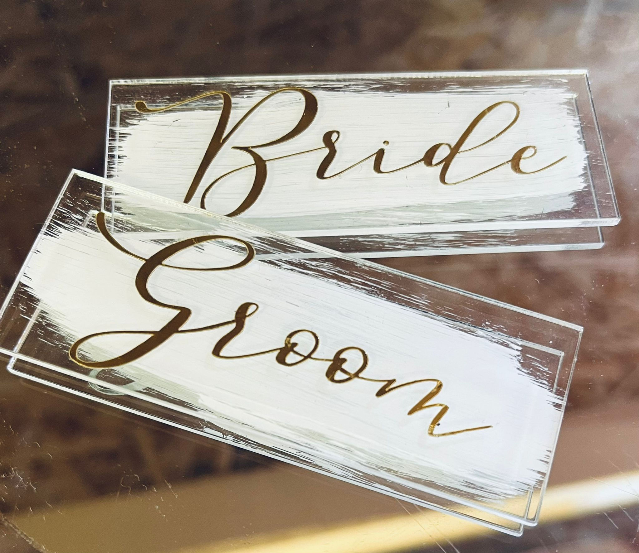 Clear Acrylic Place Names with Painted Back and Vinyl