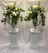 Ivory Floral Filled Urns