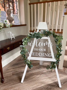 Welcome to our wedding sign at Reymerston Hall