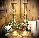 Pair of Octagon Base Brass Candlestick Holders