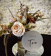 Free Standing Round Frosted Acrylic Table Numbers (with Gold Vinyl)