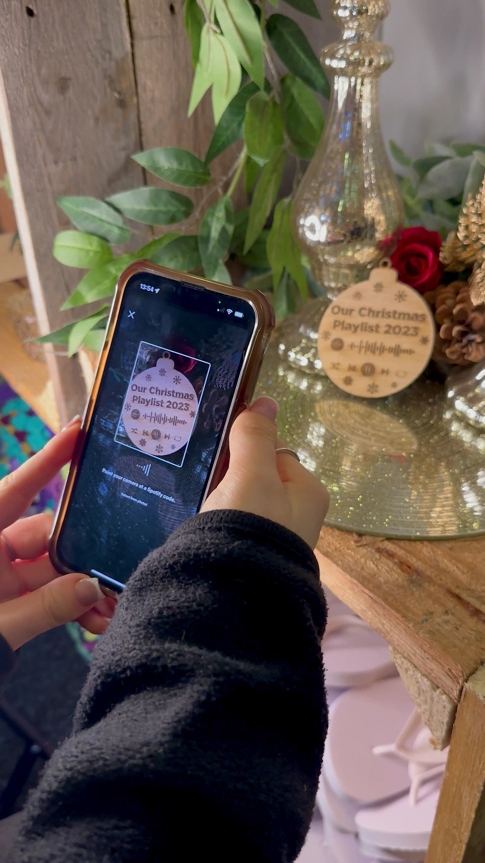 Thumbnail: Personalised Spotify Song or Spotify Playlist Wooden Bauble
